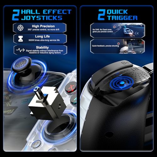 Mobile Gaming Controller for Android & ALL iPhone Series (Support USB-C & Wireless Connect) PS Remote Player Gamepad for PS5/PS4/Xbox/PC with Hall Joysticks/Turbo/Cloud Game Controller, Plug & Play - color: White