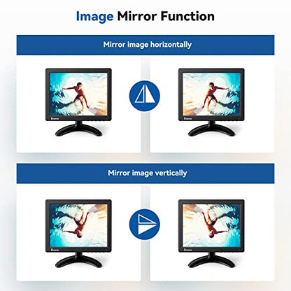 Eyoyo 8 Inch Small Monitor, 1024x768 4:3 IPS Mini Security Camera Monitor Screen Support HDMI VGA AV BNC Input with Remote Control, Video Monitors for Retro Computer PC NVR CCTV Raspbery Pi - style: 8 inch 1024x768