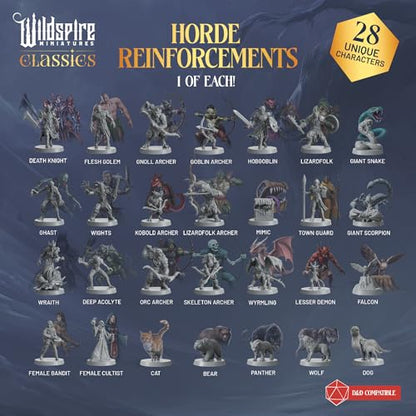 Horde Reinforcements Set - Monsters & Encounters for DND Miniatures Bulk Set 28mm Unpainted DND Minis for Dungeons Dragons | D&D Minis RPG Tabletop Gaming | Fantasy Figurines TTRPG I Realm Reforged