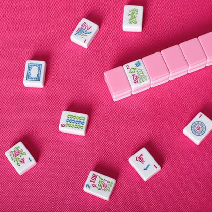 1.2”American Mahjong Tile Set, 166 Mahjong Game Set with Pink Color (Tiles Only, No Racks and Other Accessories) - color: Pink