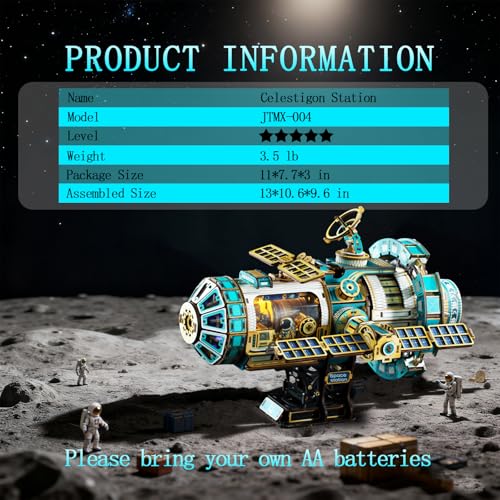 YSWOOD WORLD 3D Wooden Puzzles for Adults Space Station DIY Model Kit | Mechanical Model Kit with Lights & Music, 511PCS Adult Wooden Puzzles, Desk Decor, Engineering Gifts for Christmas Birthday