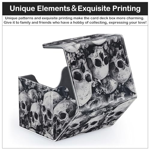 Card Deck Box for MTG Trading Cards with Magnetic Closure,Premium Card Storage Box Case Cover for TCG CCG Magic Cards,Skull Pile - color: Skull Pile