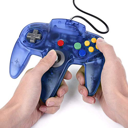 2 Pack N64 USB Controller, miadore USB Retro N64 Gamepad Joystick Raspberry Pi Controller for Windows PC MAC Linux (Clear Blue) - color: Clear blue