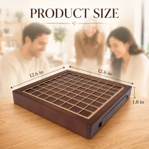 Wooden Reversi Board Game, with Storage Drawers, 12.6in Othell Classic Strategy Board Game with 64 Reversi Chess Pieces for 2 Players, Chessboard Made of Wood & Acrylic Materials