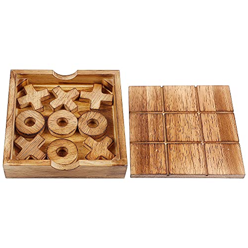 Glintoper Tic Tac Toe & 4 in a Row Tables Game Set, Classic Board Line Up 4 for Living Room Rustic Table Decor and Use as Game Top Wood Guest Room Decor Strategy Board Games for Families - style: Tic Tac Toe & 4 in a Row