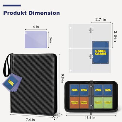 Mlikero 4 Pocket Trading Card Binder with Card Display Design, 440 Double Sided Pockets, Premium Sports Card Binder Compatible with MTG, TCG, Baseball Cards (Black) - color: Black, size: 440 Pocket