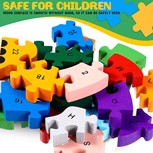 Yunsailing 4 Pcs Wooden Animal Puzzles for Kids, Double Sided Snake Jigsaw with Alphabet & Numbers for Preschool Toddler Learning Educational Activities(Snake, Dinosaur, Elephant, Snail) - style: Snake, Dinosaur, Elephant, Snail
