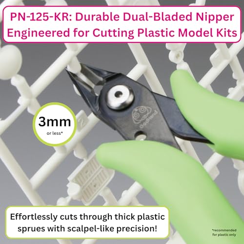 GodHand Keroro Plastic Model Nipper PN-125-KR with Sharp Thin Dual Blades, Ergonomic Non-slip Grip, 3mm Sprue Cutter Hobby Nippers for Plastic Models, Miniatures, Gundam, Gunpla, Green