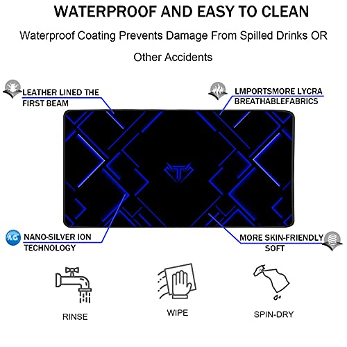 TEDNETGO Large Extended Gaming Mouse Pad, Long Mouse Pads, Extra Large Big Mouse Pad with Stitched Edge, XXL Non-Slip Computer Computer Keyboard Mat for Gamer/Desktop/Office/Home,Blue - color: Blue, size: 31.5L x 15.7W inches