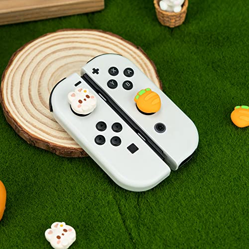 GeekShare Cute Silicone Joycon Thumb Grip Caps, Joystick Cover Compatible with Switch/OLED/Switch Lite, 4PCS - Rabbit & Carrot - color: Pink