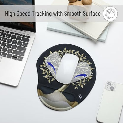 Mr. Pen- Ergonomic Mouse Pad with Wrist Rest, Golden Tree Design | Breathable Fabric with Memory Foam Cushion, Non-Slip Rubber Base, Gel Mouse Pad with Wrist Support - color: Golden Tree