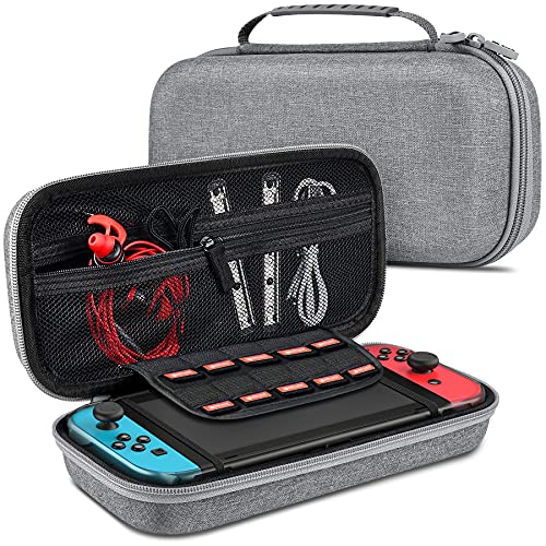 Kawaye Switch Case Compatible with Nintendo Switch/Oled, Switch Carrying Cases with with 10 Games Slots, Portable Travel Hard Shell Switch Case for Game Storage Accessories[Not for Switch 2] - color: Gray