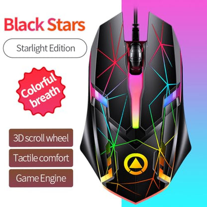 Gaming Mouse G6 Wired Game Mice Colorful Backlight 3 Button Mouse 3 Speed 1200 DPI RGB Game Mouse for Computer Laptop Notebook Accessory