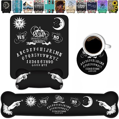 Wrist Rest Support Ergonomic Gel Mouse Pad & Memory Foam Keyboard Set, Non-Slip Rubber PU Base for Home Office Working Studying Easy Typing & Pain Relief, Ouija Board - color: Ouija Board