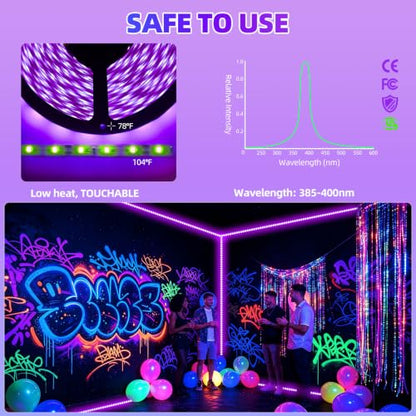 50 Foot Black Light Strip & Remote, 900LEDs, Dimmable, 3 Lighting Modes | 12V Flexible Black Lights forHalloween, Glow Neon Party, Bedroom, Classroom, Fluorescent Decor Tapestry Poster, Indoor - size: 50FT