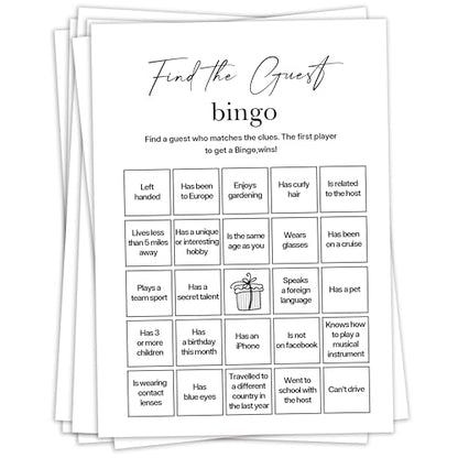Birthday Party Games, Find The Guest Bingo, 25 Pcs Card Set for Guests, Fun Birthday Game for Teen Adults – A08 - color: Find the Guest Bingo