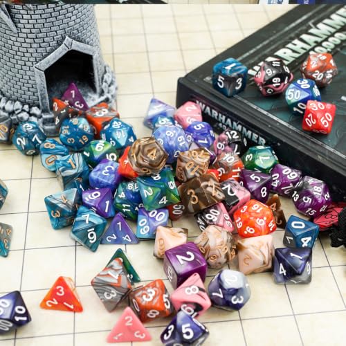Polyhedral D&D Dice Set-5 Pack Double-Colors Dice Sets Compatible with Dungeons and Dragons DND Role Playing Game RPG MTG Games Dice with D4 D6 D8 D10 D% D12 D20 (5 Colors Set) - color: 5 Pack Double-colors Dice