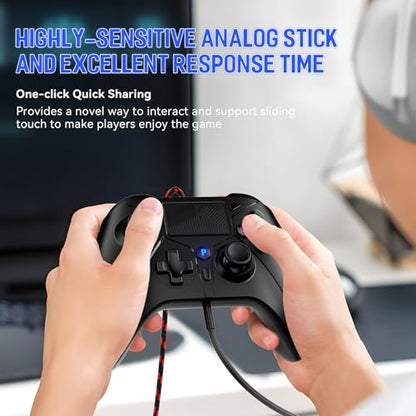 Gamrombo Wired Controller for PS5 Controller, Gaming Controllers for PlayStation 5 / PS5, PS4, PC, Support Turbo, Marco, 3.5mm Audio Jack - Black