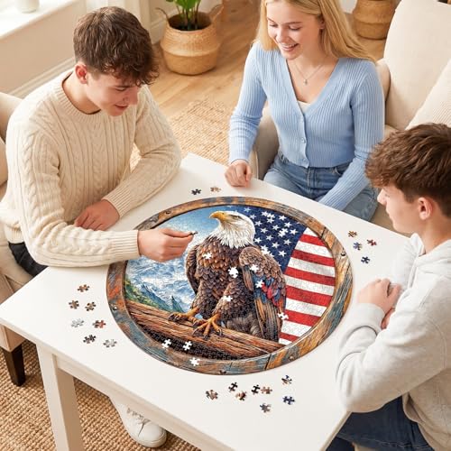 1000 Piece Puzzle for Adult, Bald Eagle Round Jigsaw Puzzle-26.6 in | Jigsaw Puzzle 1000 Pieces, Impossible Challenging Fun Puzzle for Adult, Unique Difficulty Jigsaw Puzzle for Birthday Gift - color: Bald Eagle