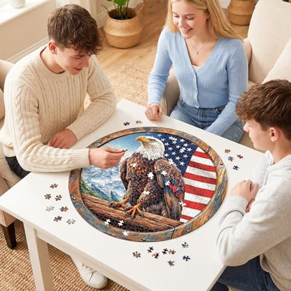 1000 Piece Puzzle for Adult, Bald Eagle Round Jigsaw Puzzle-26.6 in | Jigsaw Puzzle 1000 Pieces, Impossible Challenging Fun Puzzle for Adult, Unique Difficulty Jigsaw Puzzle for Birthday Gift - color: Bald Eagle
