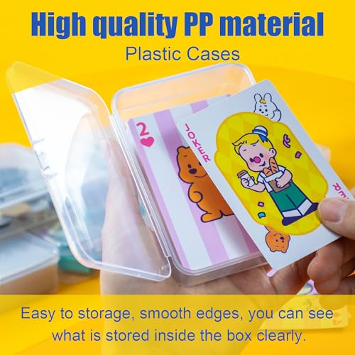 JINUPHION 8 Pcs Playing Card Case, Small Clear Box, Plastic Deck Box, Card Deck Holder, Game Card Storage Organizer (8 pcs Standard) (No Cards) - size: 8 pcs Standard