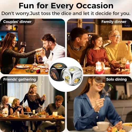 Food Dice - Aluminum Alloy Food Decision Dice and Coin Set, Colorful Date Night Food Decision Dice，Anniversary Birthday Wedding Funny Gifts