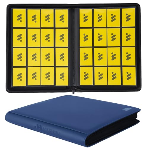 Card Binder 16 Pocket,Trading Card Binder Holds up to 1408 Cards with 44 Sleeves,Zipper Card Holder Album Compatible with TCG Card/Game Cards/Sports Card-Blue - color: Dark Blue