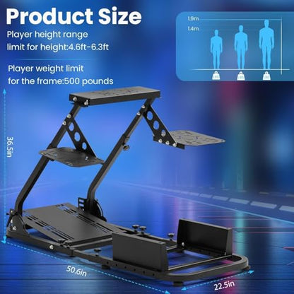 Marada Flight Racing Simulator Cockpit with Dual Shift Lever Platform Compatible with Thrustmaster, for PXN, for Logitech G29 G920 X56, Foldable sim Game Stand, Throttle Joystick Keyboard Not Included