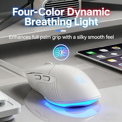 DGMINMU B2 Wired Gaming Mouse, Silent Click Ergonomic Mouse with 7200 DPI Adjustable, RGB Backlit, 6 Programmable Buttons, Braided Cable for PC, Mac, Laptop, Gaming & Office Use (B2-W) - color: B2-W