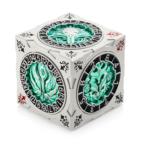 DNDND Multi-Functional Spinner Dice Cube – Iconic D&D Monster Themed Collector's Gift for TTRPG, DND Dungeon Masters & RPG Tabletop Gaming (Silver&Green) - color: Silver Green
