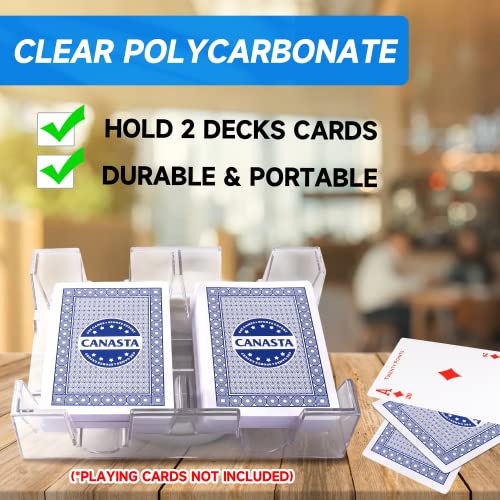 GSE 2-Deck Revolving Canasta Card Tray, 360° Rotating Playing Cards Holder | Dual Deck, Canasta Card Holder, Swivel Cards Holder, Smooth Rotation, Cards Organizer For Hand & Foot, Rummy, UNO Games - size: 2-Deck