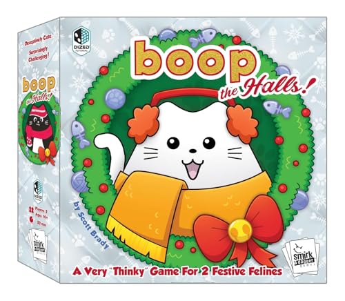 Smirk & Dagger Boop The Halls Board Game Holiday Strategy Game for 2 Players, Ages 10+, 3D Gameboard, Painted Cat Meeples, Alternate Win Conditions, Fun & Challenging Abstract Game - style: BOOP THE HALLS