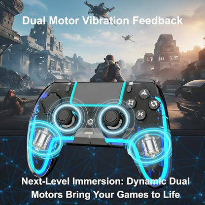 VioraTech Wireless Controller for PS5 with Hall Effect Joysticks, RGB Lighting, Turbo & Macro Functions, Linear Triggers, 6-Axis Sensor, Dual Vibration, Touchpad, Speaker & 3.5mm Audio Jack – Compatible with PS5/Pro/Slim/Mac/Steam Deck/PC