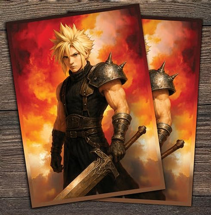 Anime Mercenary Soldier Card Sleeves 100 Pack – Compatible with MTG & TCGs – Perfect for Cloud Final Fantasy Commander Decks – Premium Card Game Sleeves for Magic - color: Anime Mercenary Soldier