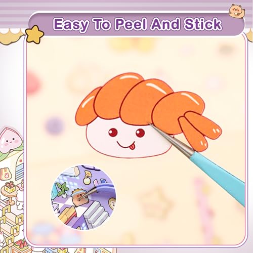 20 Sets 3D Sticker Scene Book for Adults,DIY Create Your Own Mini House | Stickers Cute Kawaii Miniature Scenes for Stress Relief Therapy Pass The Time, Fun Party Favors Gifts for Birthday Holiday - size: 20 Sets Purple