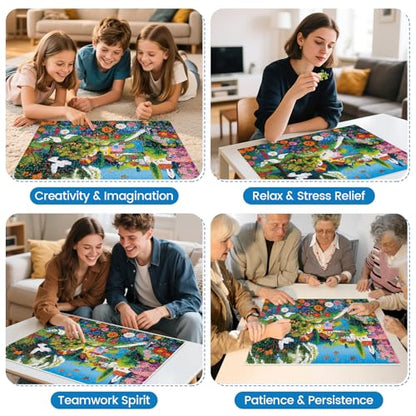 300 Pieces Puzzles for Adults, Large Piece Charming Village Jigsaw Puzzles,Colorful Village with Flowers,Birds Lake Puzzle for Kids Kids Ages 8-10 8-12 10-12,Puzzles for Family Game Nights,20.5x15 in - style: Flowers Village