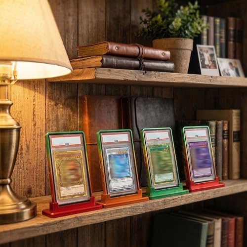 Magnetic Metal Slab Case for 35PT PSA/CGC: Gradient Magnetic Graded Card Slab Protector with Metal Display Stand, U-V Protection UltraClear Glass, 9-Point Magnetic Lock
