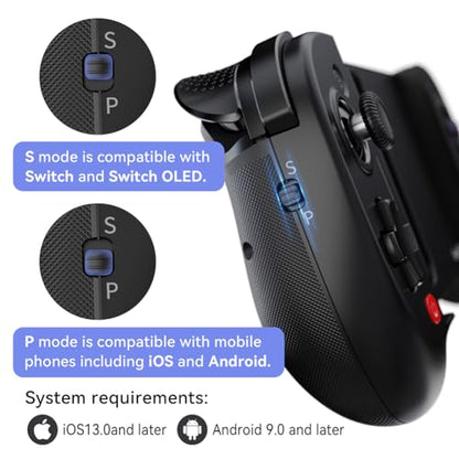 ShanWan Mobile Game Controller, Suitable for iPhone/Android/Switch/Switch OLED, Hall Effect Joystick, Turning your Phone into a Game Console to play Xbox, PlayStation, Call of Duty Roblox、Fortnite - size: Switch and iPhone/Android