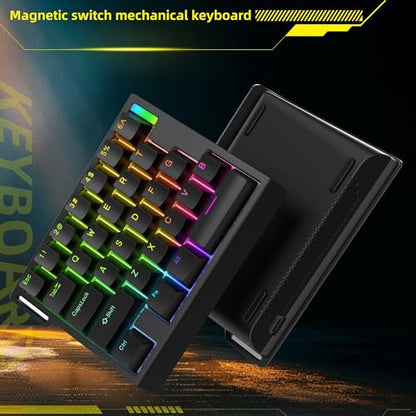 FKZ HE30 Rapid Trigger Gaming Keyboard,One Handed Hall Effect Magnetic Switch Keyboard Hot Swap Custom RGB Mini Wired Macro Mechanical Keypad with Fast Adjustable Actuation,8K Hz Polling Rate (Black) - color: Black