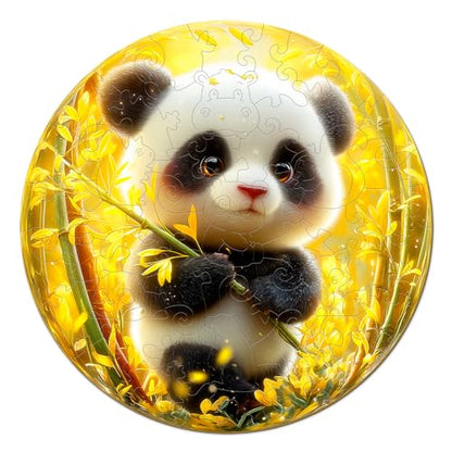 Animal Wooden Puzzles for Kids - Cute Panda (11.4 * 11.4 in) | 50 Piece Puzzles for Kids Ages 6-8, Kids Puzzles with Unique Animal Shapes, Round Gift for Girls and Boys - color: Cute Panda