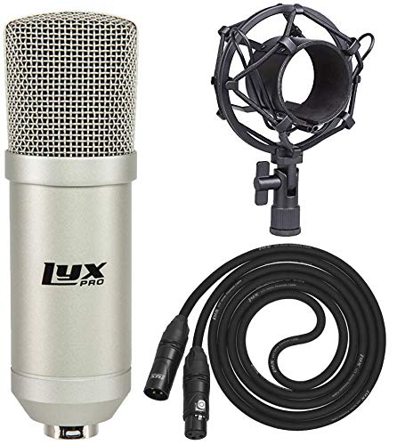 LyxPro Condenser Microphone for Studio, Vocals, Instruments, Podcasting and Professional Recordings with Shockmount and XLR Cable
