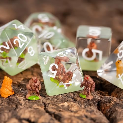 UDIXI 7PCS Polyhedral Dice Set D&D Owlbear DND Dice Set for Tabletop Games | Velvet Storage Bag, DM Gift, for Dungeons and Dragons Role Playing Games Board Games - color: Owlbear