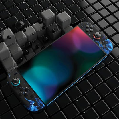 PlayVital for Nintendo Switch 2 Skin Full Set (2-Pack) - Protective Vinyl Decal Stickers for Switch 2 Console, Joycons, Handle Grips & Dock | No Residue, Anti-Scratch - Blue Flame - color: Blue Flame