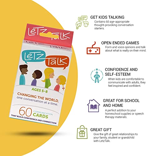 Conversation Cards for Kids Age 5-8 - Communication Cards to Build Confidence & Emotional Intelligence - Family Conversation Game for Kids & Adults, Therapy Tool - Stocking Stuffer - color: Ages 5-8