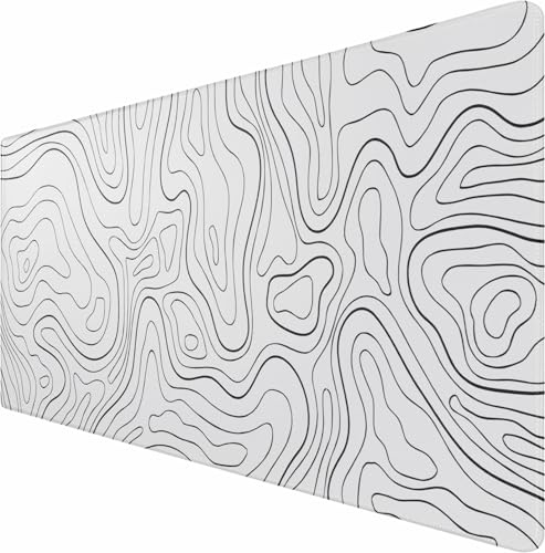 Gaming Mouse Pad, Large Pad with Non-Slip Rubber Base, Waterproof Mousepad with Stitched Edges, XXL Computer Long Keyboard Mouse Mat for Gamer, Office & Home, 31.5" x 15.7", White Black Lines - color: White Black Lines, size: 31.5 inches x 15.7 inches