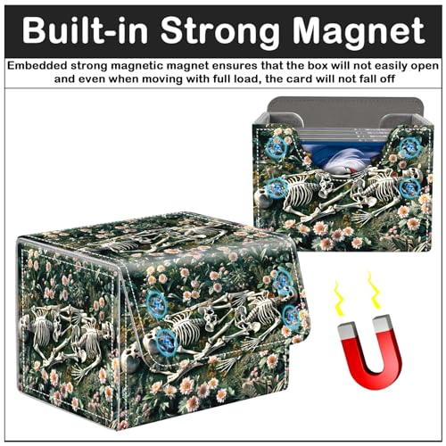 Card Deck Box for MTG Trading Cards with Magnetic Closure,Premium Card Storage Box Case Cover for TCG CCG Magic Cards,Skeleton Grassland - color: Skeleton Grassland