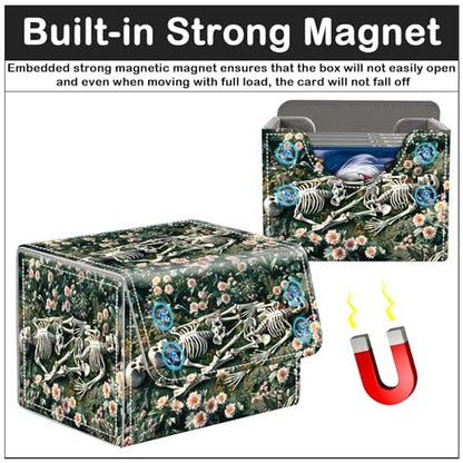 Card Deck Box for MTG Trading Cards with Magnetic Closure,Premium Card Storage Box Case Cover for TCG CCG Magic Cards,Skeleton Grassland - color: Skeleton Grassland