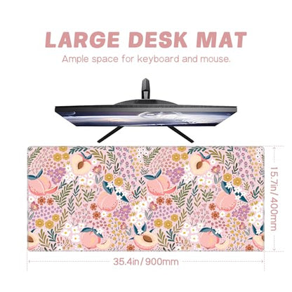 Baziabbo Pink Desk Mat,XXL Extended Large Mouse Pad,Cute Gaming Mousepad with Stitched Edge,Non-Slip Rubber Base Keyboard Desk Pad for Home Office Study Game - color: Peach