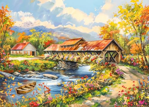 1000 Piece Puzzle for Adults - Peaceful Village Puzzles for Adults 1000 Pieces, Letters on Back, Countryside Jigsaw Puzzle, Rural Scene Challenging Puzzles for Teens Seniors, 27.6 x 19.7 inches - color: Countryside Scene