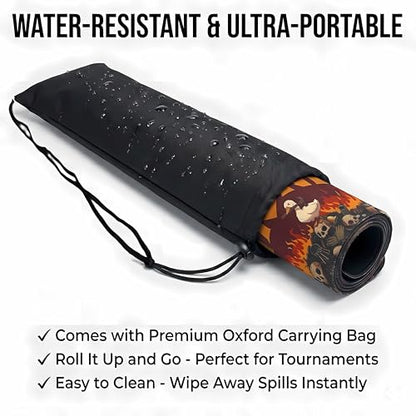 Ultimate TCG Battle Set: 24"x14" Stitched Fantasy Playmat, 16 Dice & Carry Bag – Non-Slip 2mm Rubber Card Game Mat for Trading Card Games (Chaos Goose, Classic Series) - color: Chaos Goose, size: CLASSIC SERIES